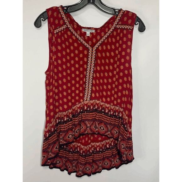 Patrons of Peace Women's Sangria Floral Embroidered Indian Tank Top Red Small - Picture 1 of 11